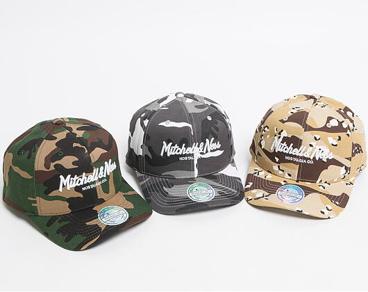 Kšiltovka Mitchell & Ness Script High Crown Desert Camo Snapback