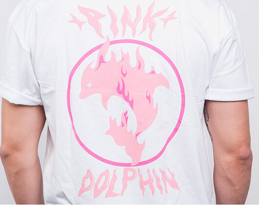 Triko Pink Dolphin Aqua Flame Tee White