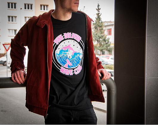 Triko Pink Dolphin Club Crest Tee Black
