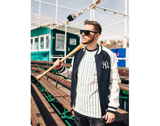 Triko New Era Pinstripe Oversized Tee Off White / Navy