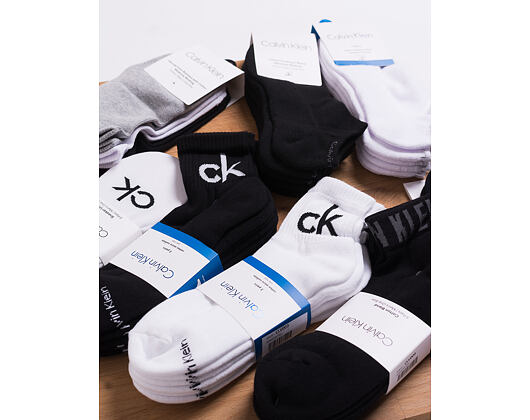 Ponožky Calvin Klein Logo Quarter White 3 Pack ECA344-10