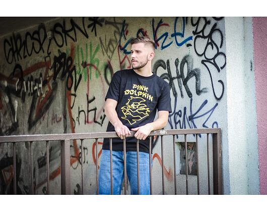 Triko Pink Dolphin Waves Ripple Tee Black PS11911WRBL