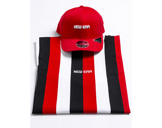 Triko New Era Contemporary Stripe Black/White/Scarlet