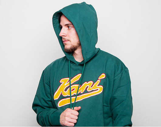 Mikina Karl Kani College Hoodie green/yellow