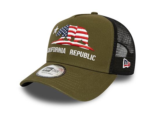 Kšiltovka New Era 9FORTY A-Frame Trucker Canvas Cali New Olive