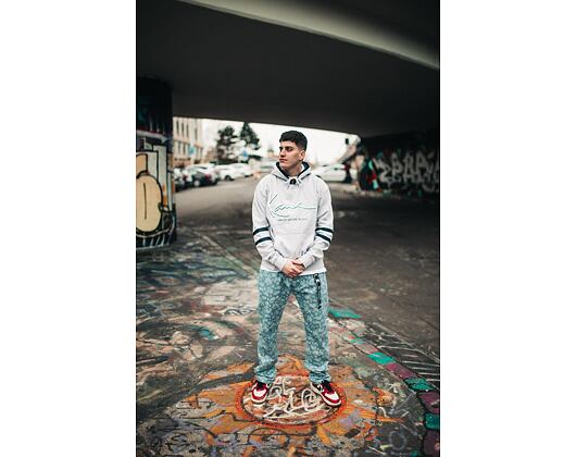 Mikina Karl Kani Signature Block Hoodie Grey/Navy/White