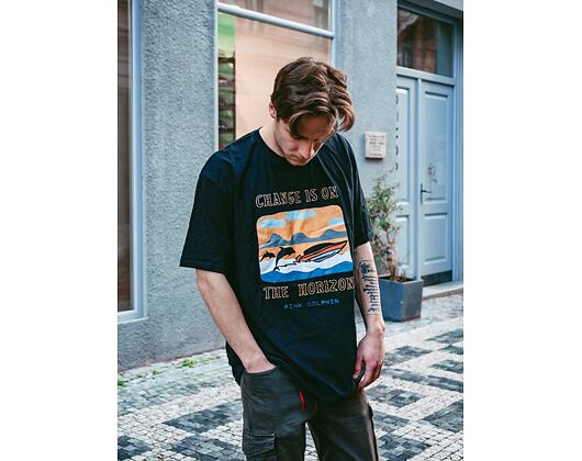 Triko Pink Dolphin Change Is On The Horizon Tee OH12011CHBL Black