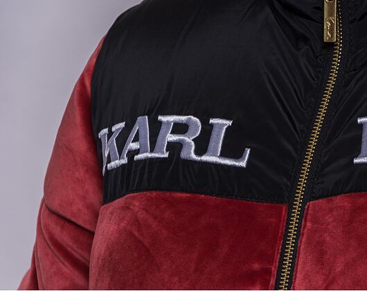 Bunda Karl Kani KK Retro Velvet Block Puffer Jacket Dark Red/ Black