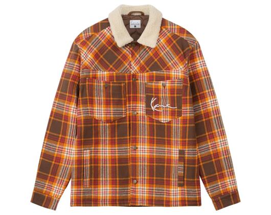 Košilobunda Karl Kani Chest Signature Flannel Shirt Jacket Dark Red