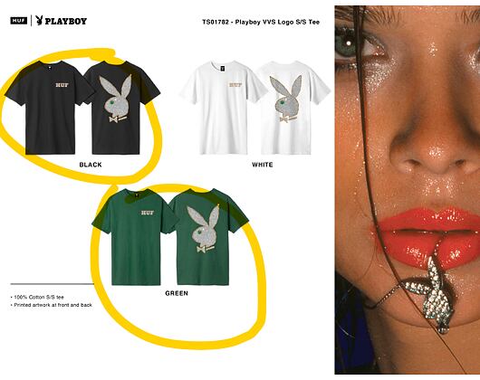 Triko HUF Playboy VVS Logo T-Shirt Forest Green