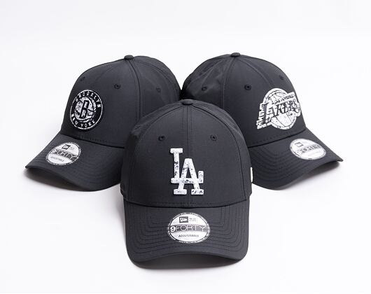 Kšiltovka New Era 9FORTY Black & White Los Angeles Dodgers Strapback Black