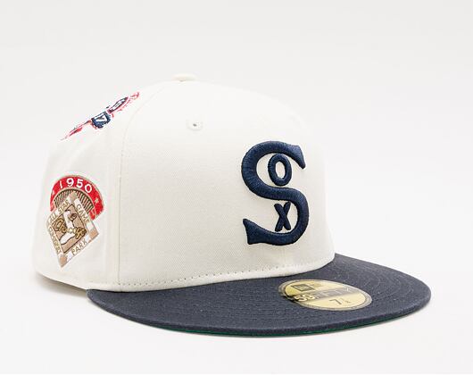 Kšiltovka New Era 59FIFTY MLB Cooperstown Chicago White Sox Fitted Cream / Washed Black