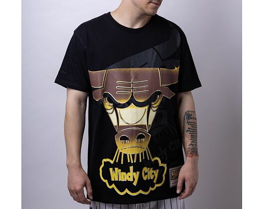 Triko Mitchell & Ness Chicago Bulls Big Face 4.0 Tee Black