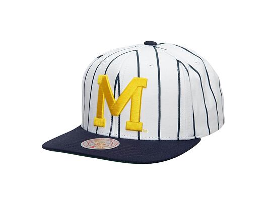 Kšiltovka Mitchell & Ness NCAA Retro Pinstripe Snapback University Of Michigan White