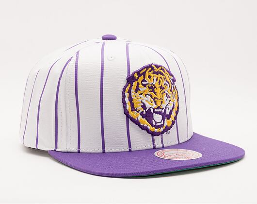Kšiltovka Mitchell & Ness NCAA Retro Pinstripe Snapback Louisiana State University White