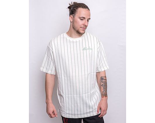 Triko New Era Oversized Pinstripe Tee Off White / Jade Green