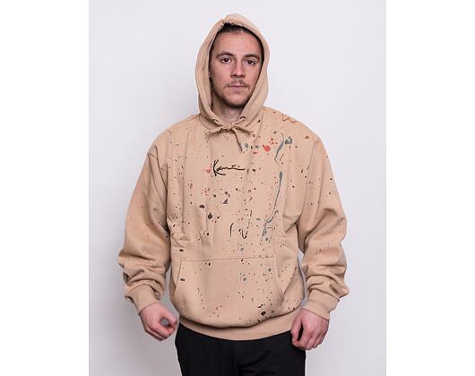 Mikina Karl Kani Small Signature OS Paintsplatter Hoodie sand