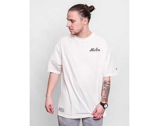 Triko New Era Oversized Back Print Graphic Tee Off White/Maroon