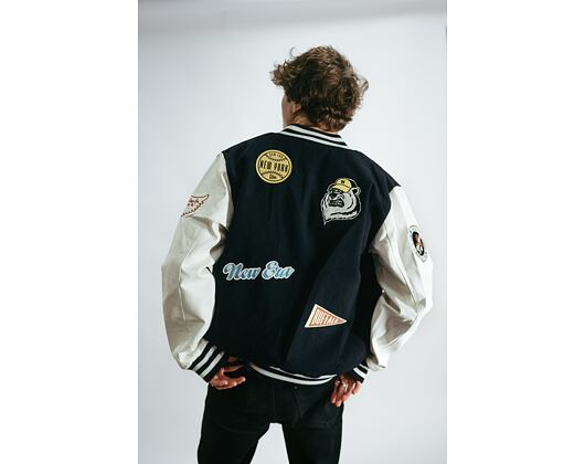 Bunda New Era Heritage Patch Varsity Jacket Navy / Off White