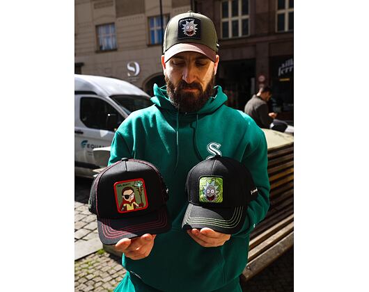 Kšiltovka Capslab Rick and Morty - Wizard Morty Trucker Black / Burgundy