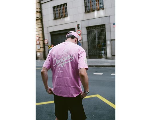 Triko New Era MLB Pastel Oversized Tee Los Angeles Dodgers Wild Rose Pink / Off White