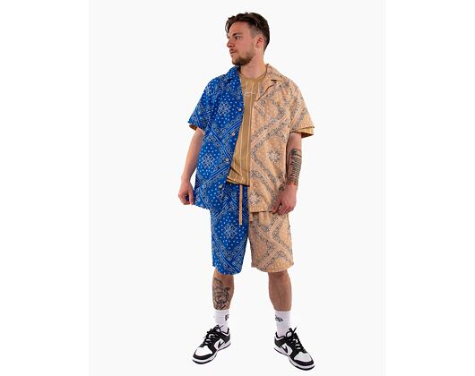 Kraťasy Karl Kani Small Signature Paisley Block Resort Shorts blue/sand