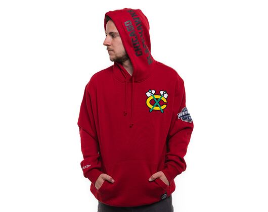 Mikina Mitchell & Ness NHL City Collection Fleece Hoody Blackhawks Scarlet
