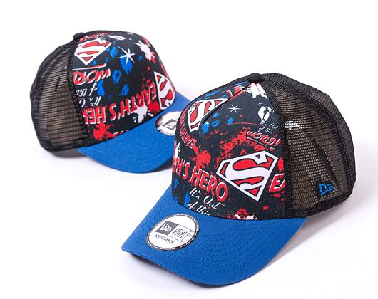 Dětská Kšiltovka New Era 9FORTY Kids A-Frame Trucker DC Print Superman Blue Azure / Black