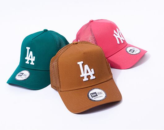 Kšiltovka New Era 9FORTY A-Frame Trucker MLB League Essential Los Angeles Dodgers Toasted Peanut / W