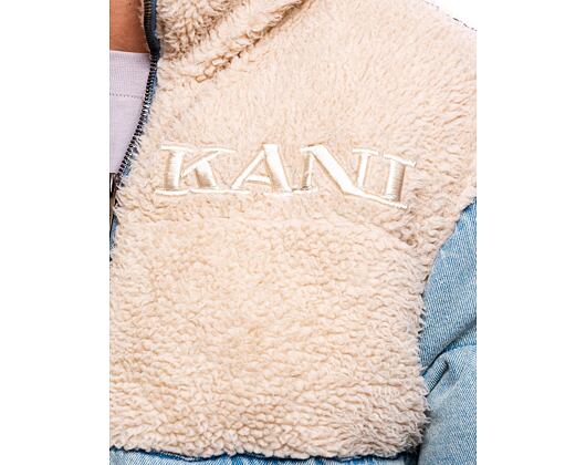 Bunda Karl Kani Retro Denim Teddy Puffer Jacket light dirty blue/cream