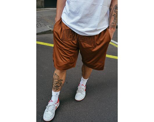 Kraťasy New Era Arch Logo Mesh Shorts - Caramel Brown