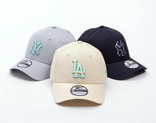 Kšiltovka New Era - MLB Team Outline 9FORTY - LA Dodgers - Cream / Teal
