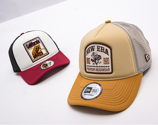 Kšiltovka New Era - Branded Graphic Patch 9FORTY Trucker - Stone / Yellow