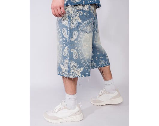 Džínové Kraťasy - Kani Paisley Jorts - Blue