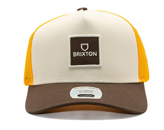Kšiltovka Brixton - Alpha Block X C Mp Mesh Cap - Golden Glow/Off White/Deep Brown
