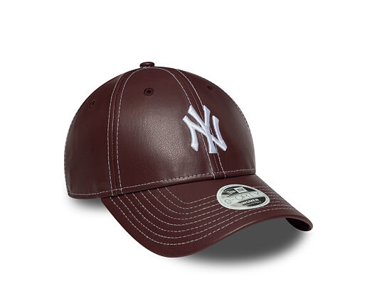 Dámská Kšiltovka New Era - MLB Contrast Stitch PU Leather 9FORTY - NY Yankees - Burgundy / White
