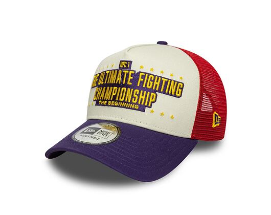 Kšiltovka New Era - UFC MMA Promo Cap 9FORTY Trucker - Cream / Purple