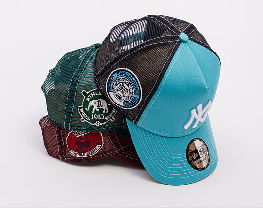 Kšiltovka New Era - MLB Contrast Stitch WS Retro 9FORTY Trucker - Oakland Athletics - Dark Green