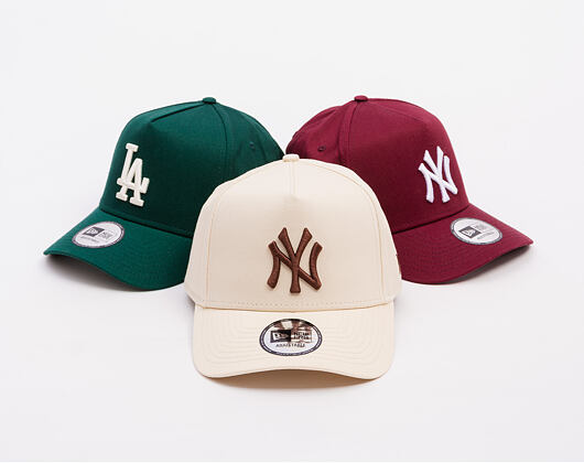 Kšiltovka New Era - MLB League Essential 9FORTY A-Frame - NY Yankees - Cream / Auburn