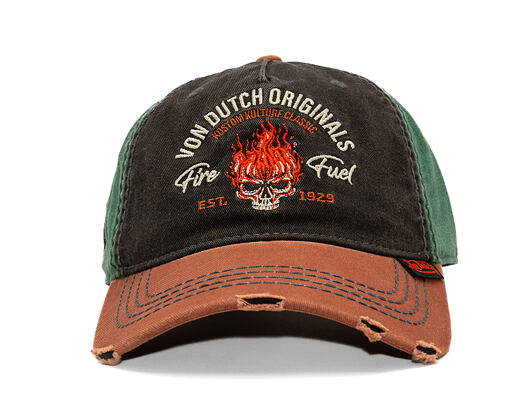 Kšiltovka Von Dutch - Trucker - Washed Brown/Black/Green