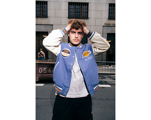 Bunda New Era - NBA Patch Varsity Jacket - LA Lakers - Muted Indigo