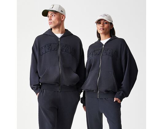 Mikina New Era - Branded Washed Full-Zip Hoody - Black