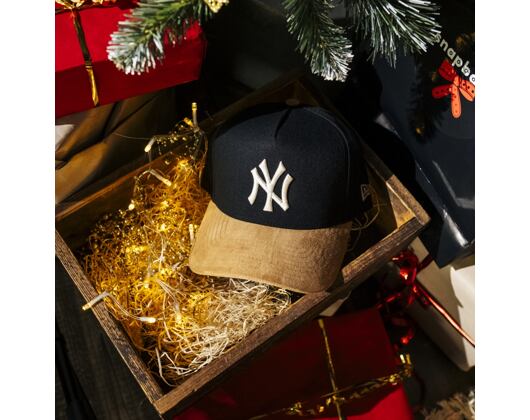 Kšiltovka New Era - MLB Suede Visor 9FORTY A-Frame - NY Yankees - Black / Camel