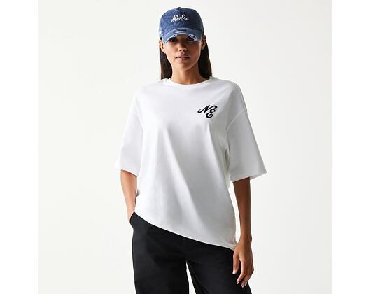 Triko New Era - Floral Graphic Oversized Tee - White