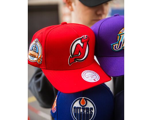 Kšiltovka Mitchell & Ness - New Jersey Devils - Double Clutch Pro Snapback - Red