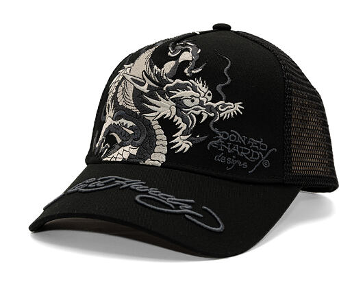 Kšiltovka Ed Hardy - Mono Giant Dragon Twill Front Mesh Trucker - Black/Black
