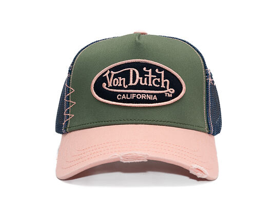 Kšiltovka Von Dutch - Trucker - Cali Patch Olive/Distressed Pink Denim