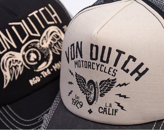 Kšiltovka Von Dutch - Trucker - Calif. Motorcycles 1929 Grey/Distressed Black Denim