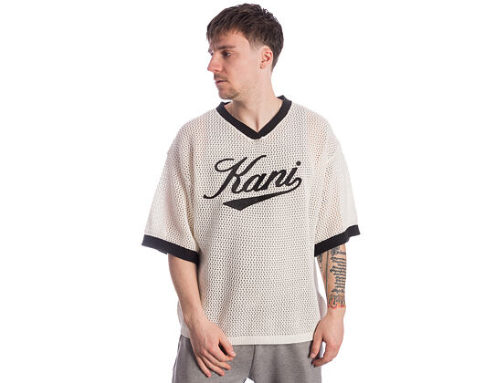 Triko Karl Kani - Cursive Varsity Crochet Boxy T-Shirt - White