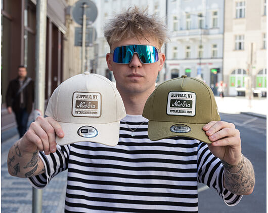 Kšiltovka New Era - Branded Buffalo Patch Linen 9FORTY A-Frame - Stone